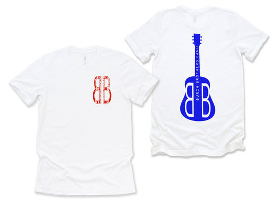 Burch Brother Band Logo T-shirt White, Red and Blue