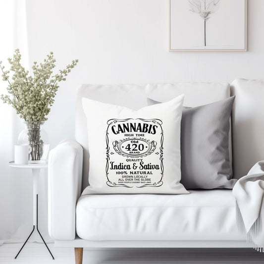 Cannabis 420 label - Throw Pillow Cover