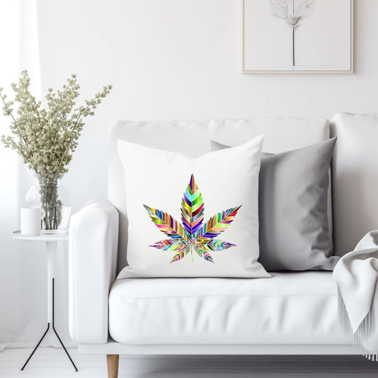 Colorful cannabis leaf - Throw Pillow Cover
