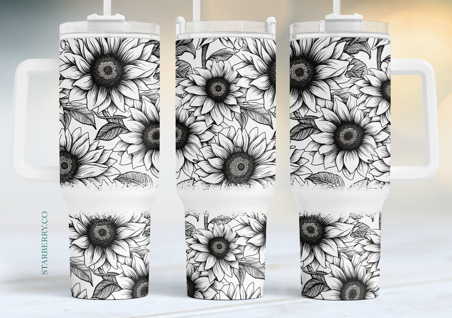Black and white with flowers 5 40oz Tumbler