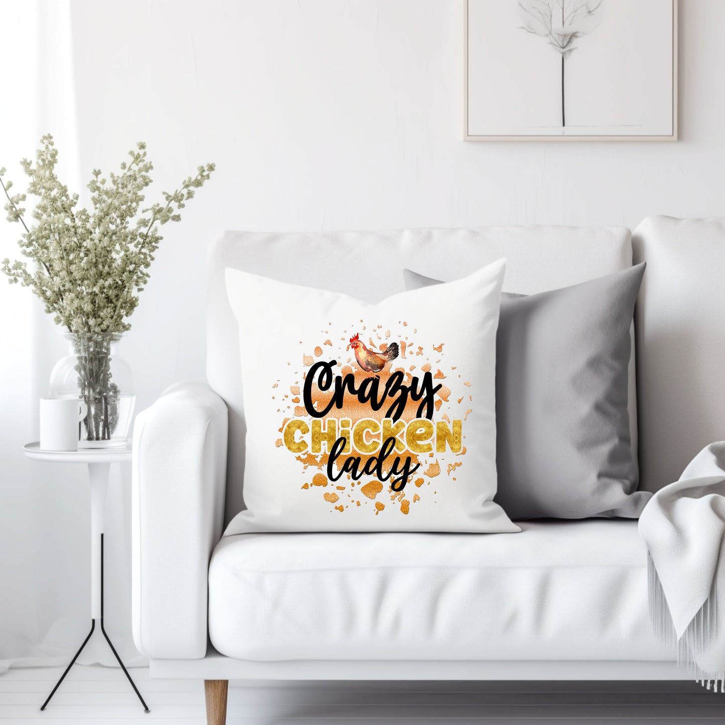 Crazy chicken lady - Throw Pillow Cover