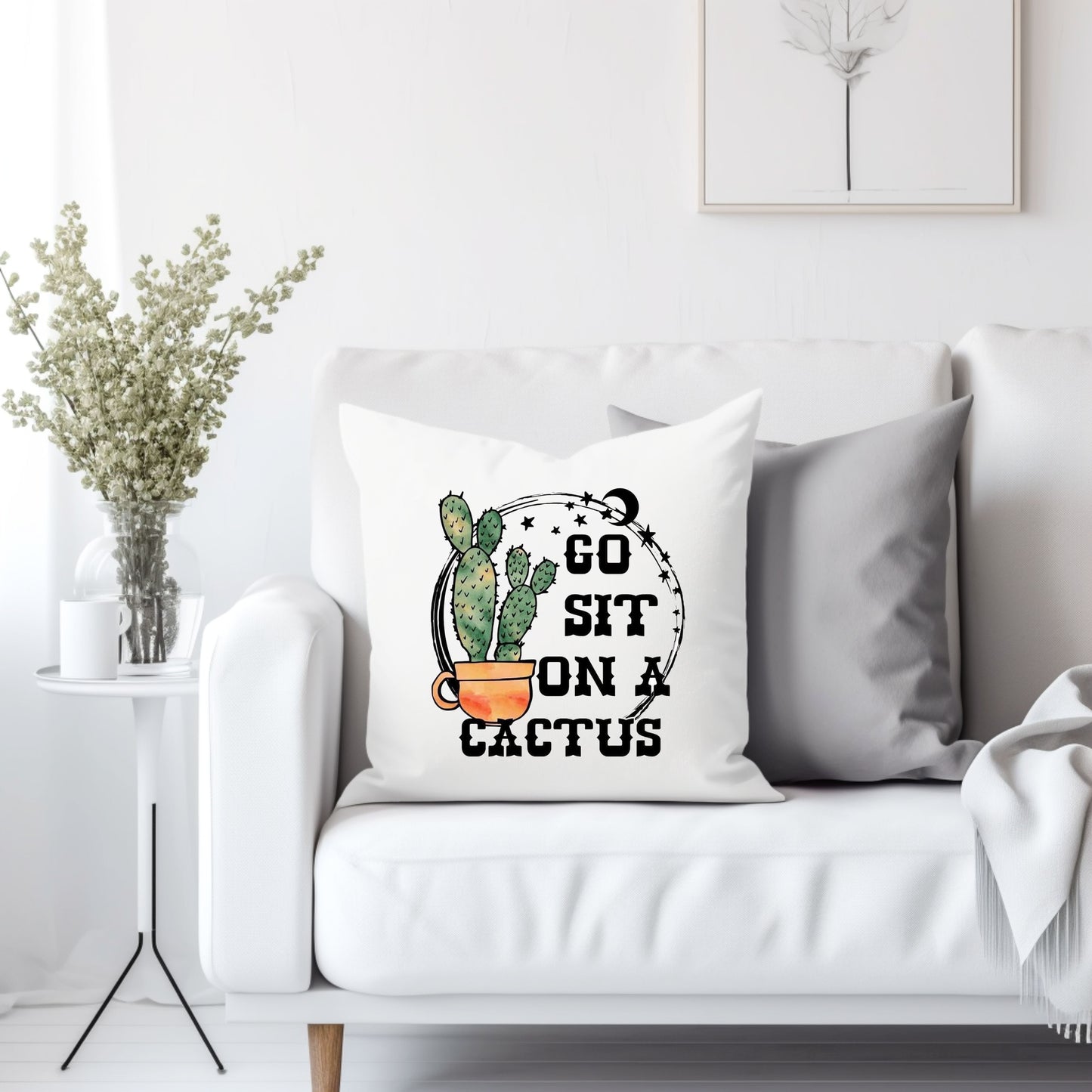 Go sit on a cactus - Throw Pillow Cover