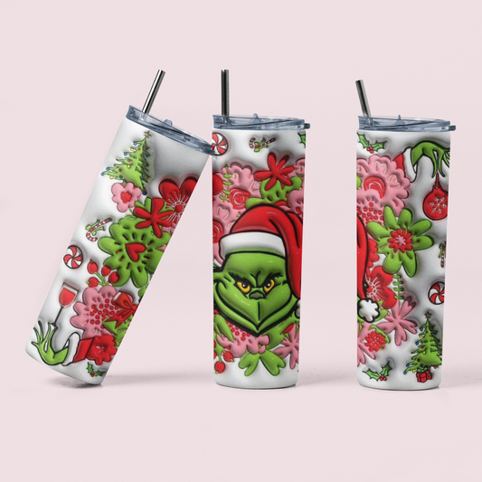 The Grinch with flowers! 20oz Tumbler