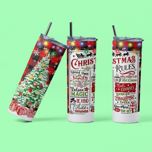 Christmas rules skinny tumbler!