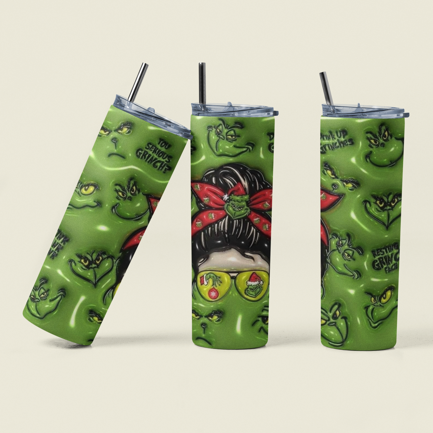 Grinch, Messy Bun 20oz Tumbler