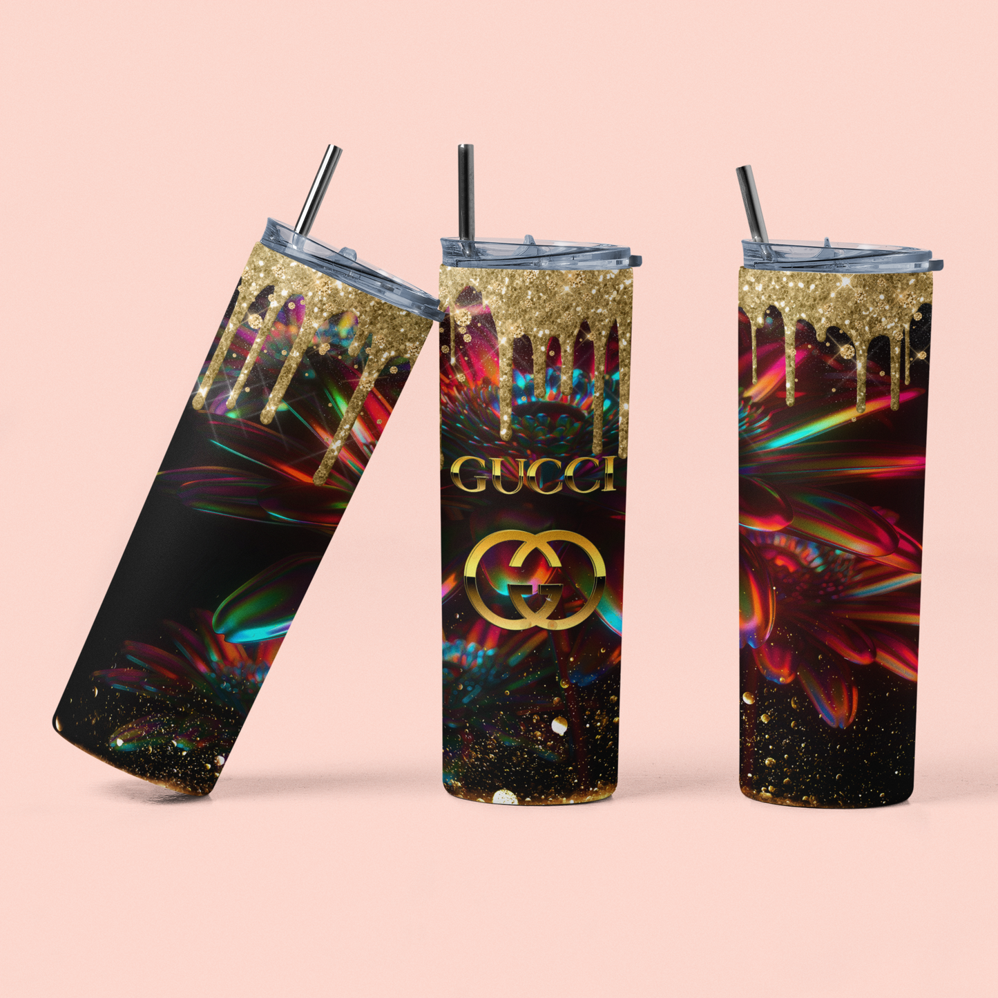 Gold drip designer 20oz tumbler!