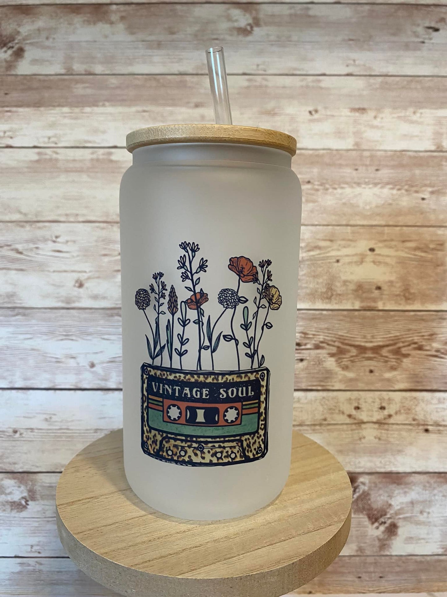 Vintage soul - 16 oz Frosted glass cup