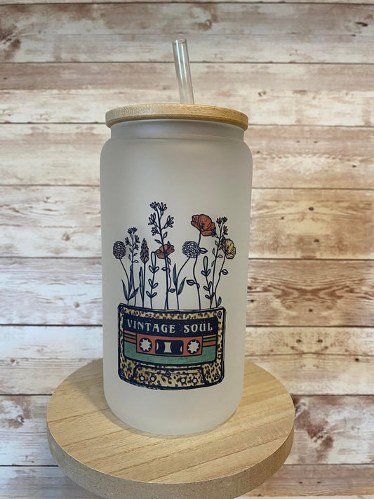 Vintage soul - 16 oz Frosted glass cup
