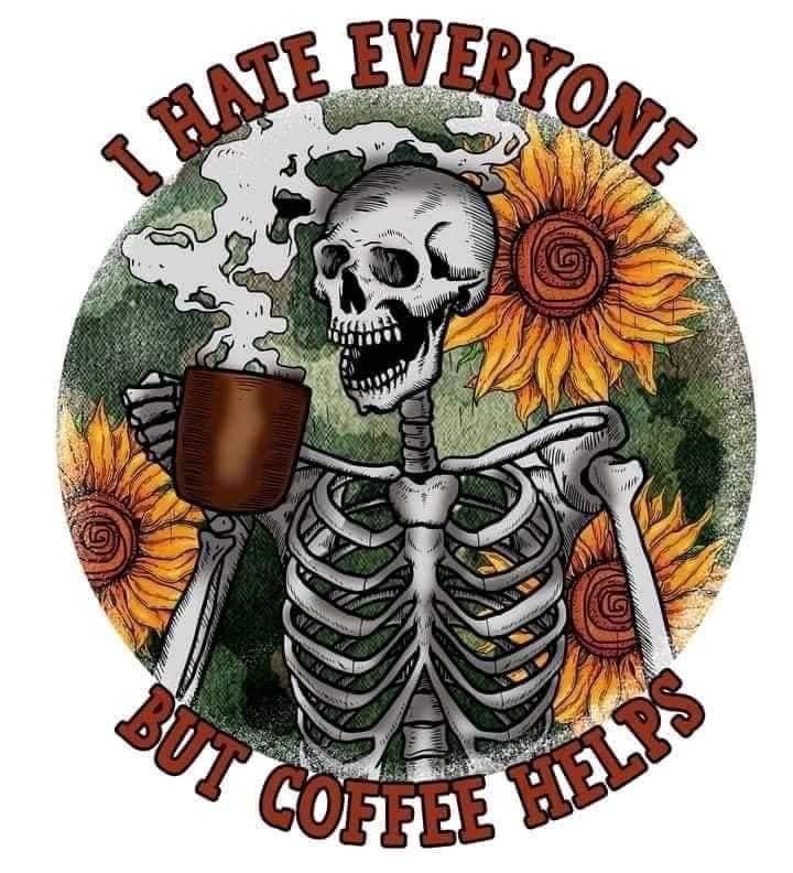 I hate everyone but coffee helps skeleton - coffee mug