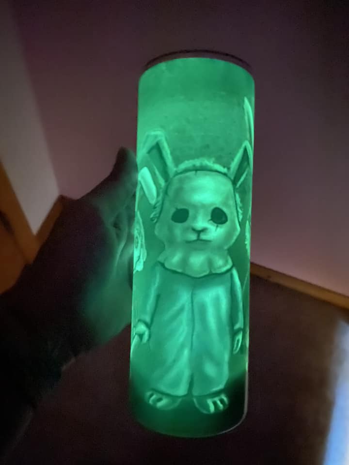 Horror movie bunnies - Skinny Tumbler