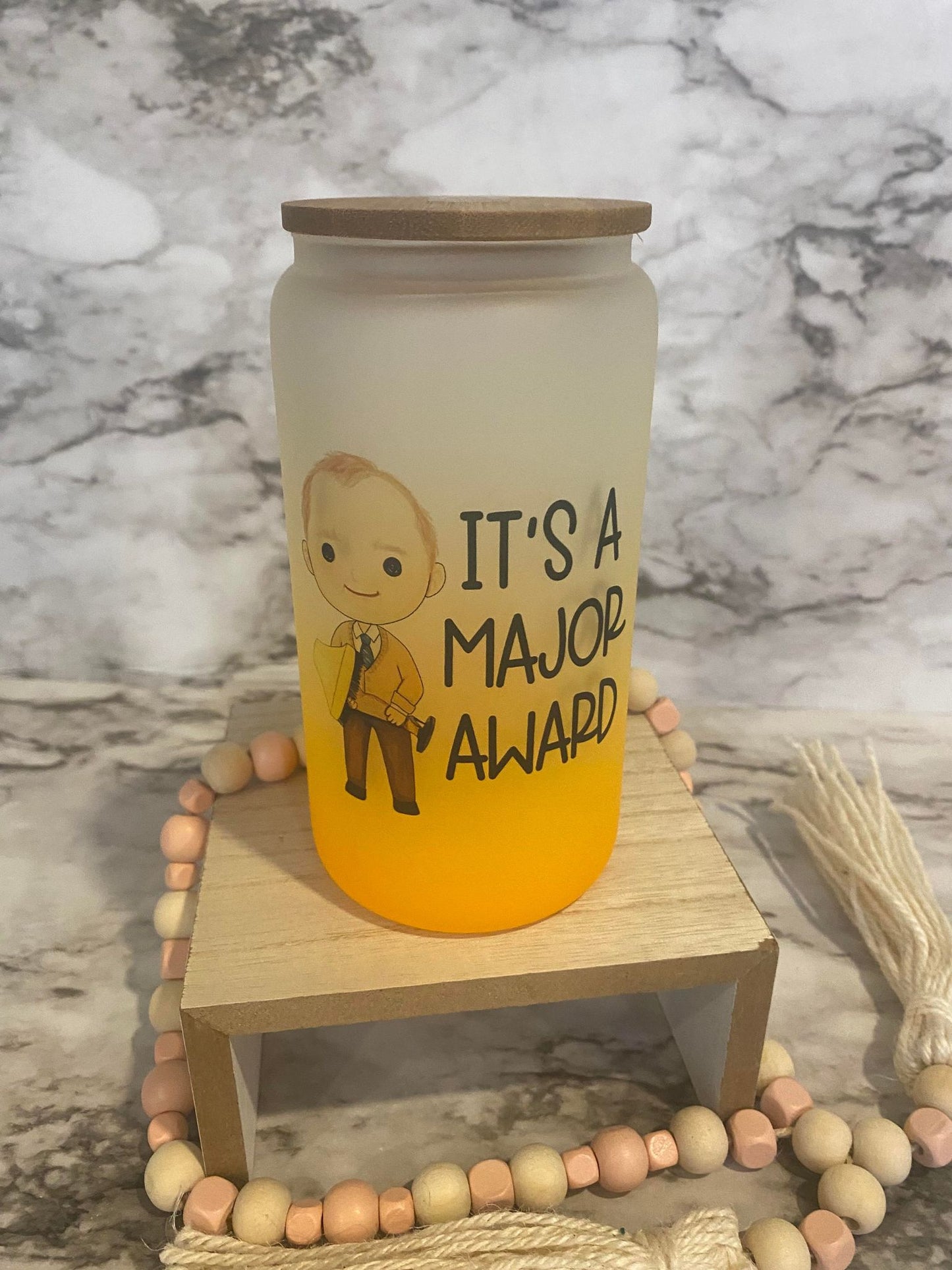 It's a major award - Orange Ombre' Frosted Glass Cup