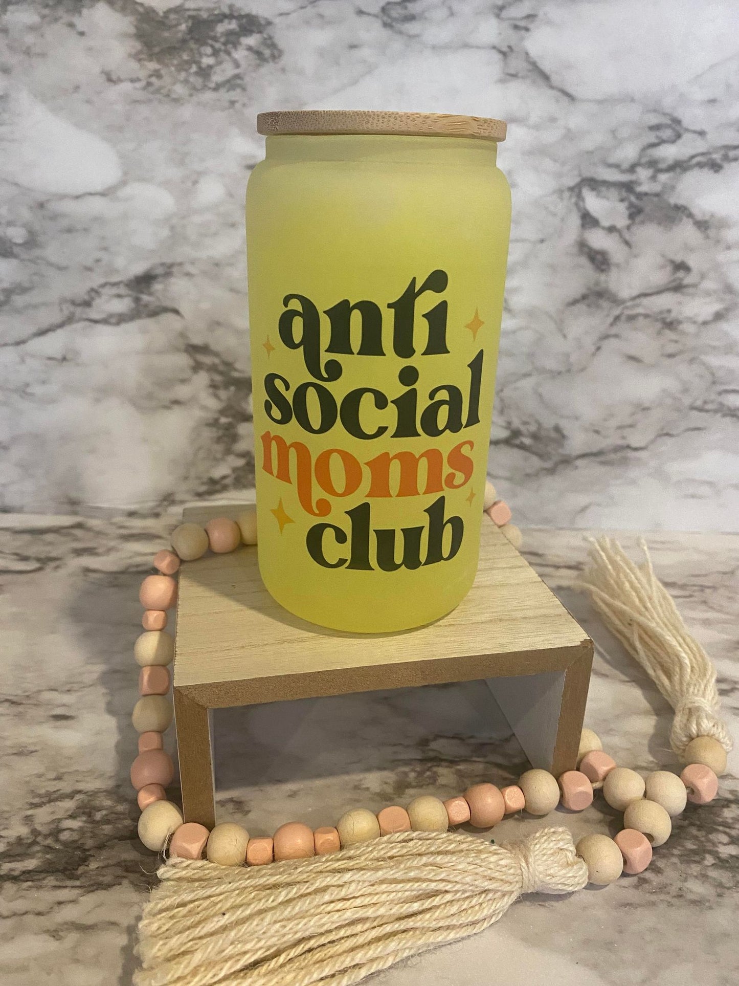 Anti-social Moms club - Yellow Color Changing Glass Cup