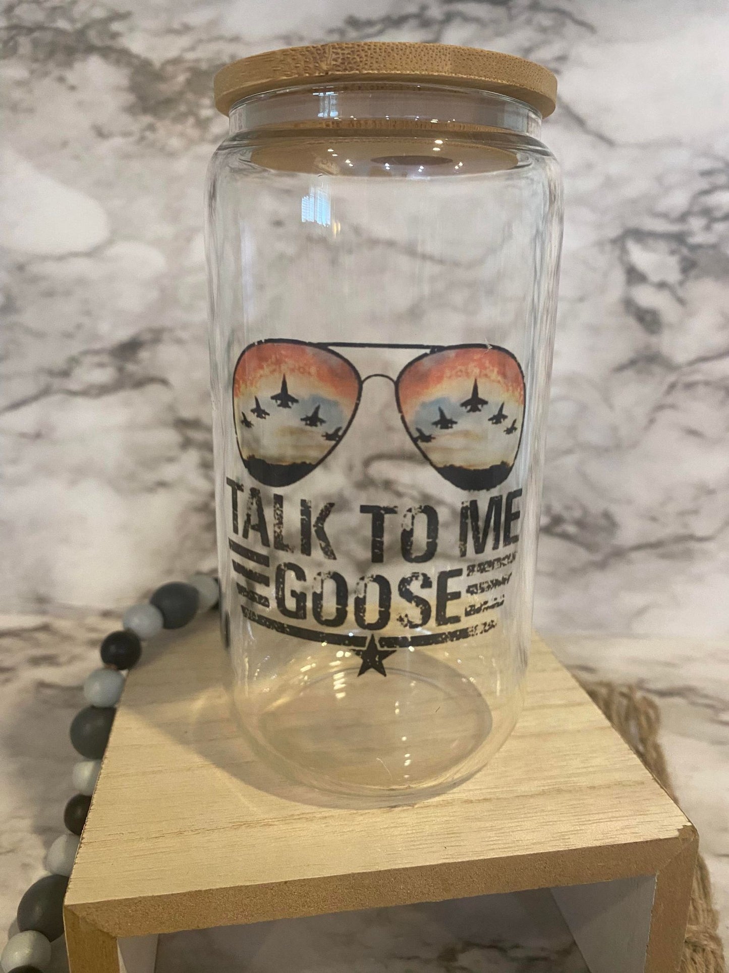 Talk to me goose-sunglasses - Clear Glass Cup