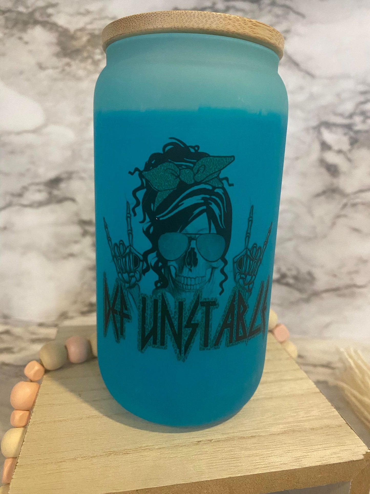 Def Unstable Skull - Blue Color Changing Glass Cup