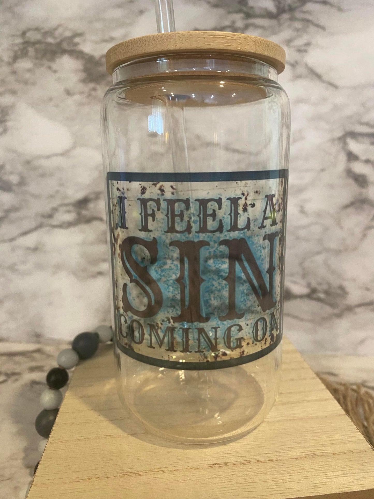 I feel a sin coming on - Clear Glass Cup