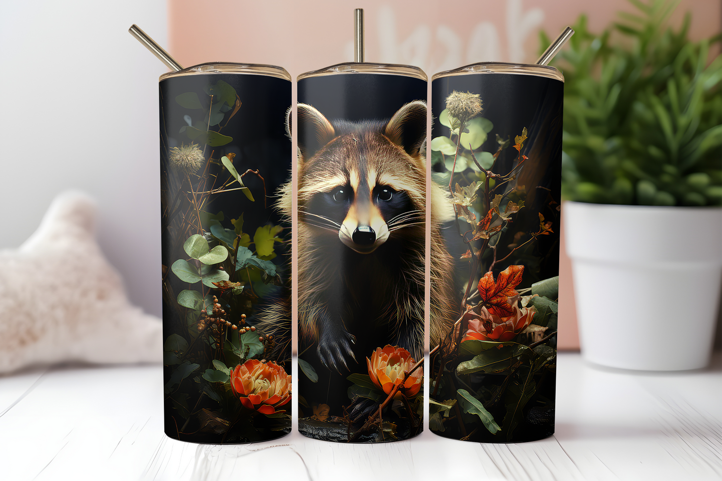 Racoon & flowers! 20oz Tumbler