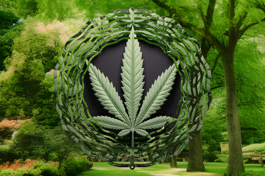 Green Cannabis Leaf Wind Spinner