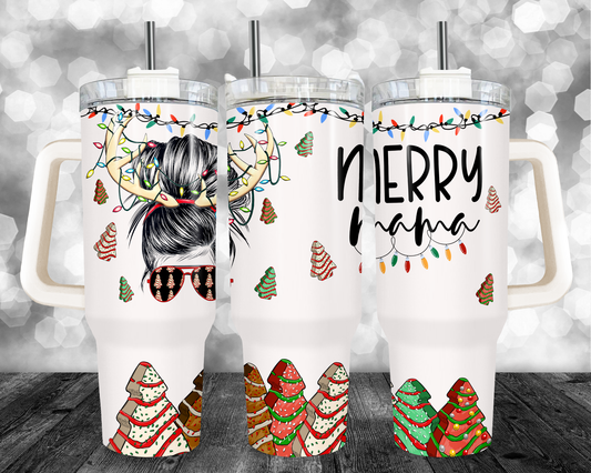 Merry Mama messy bun 40oz Tumbler