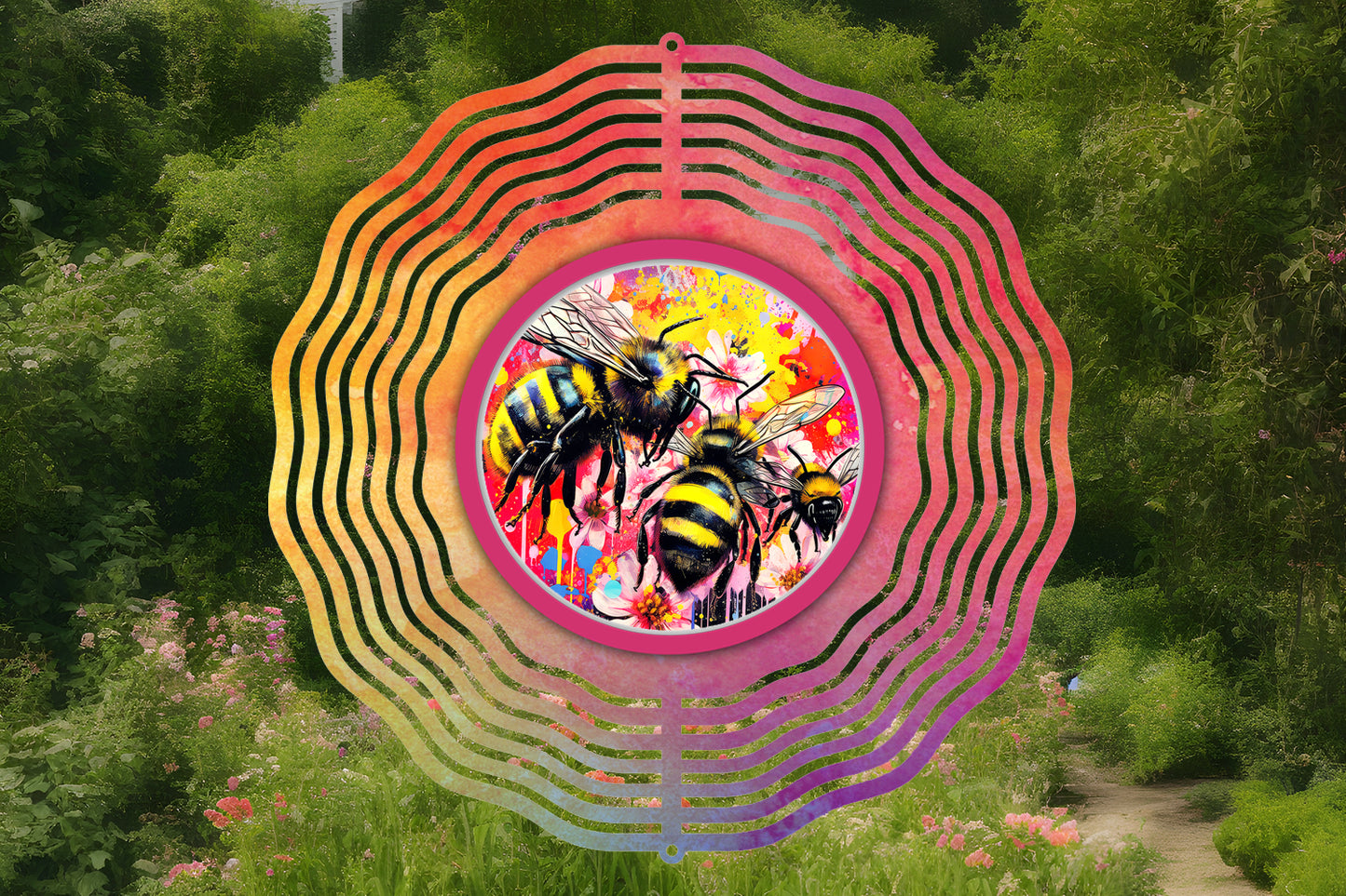 Colorful Bees Wind Spinner