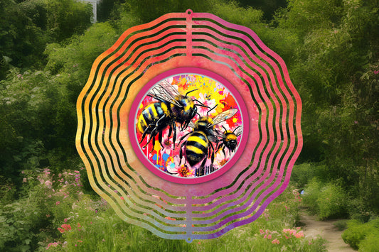 Colorful Bees Wind Spinner