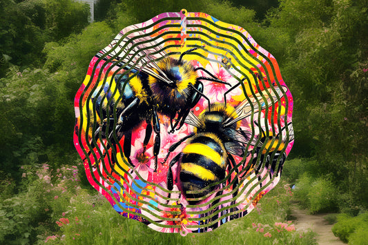 Colorful Bees 2 Wind Spinner