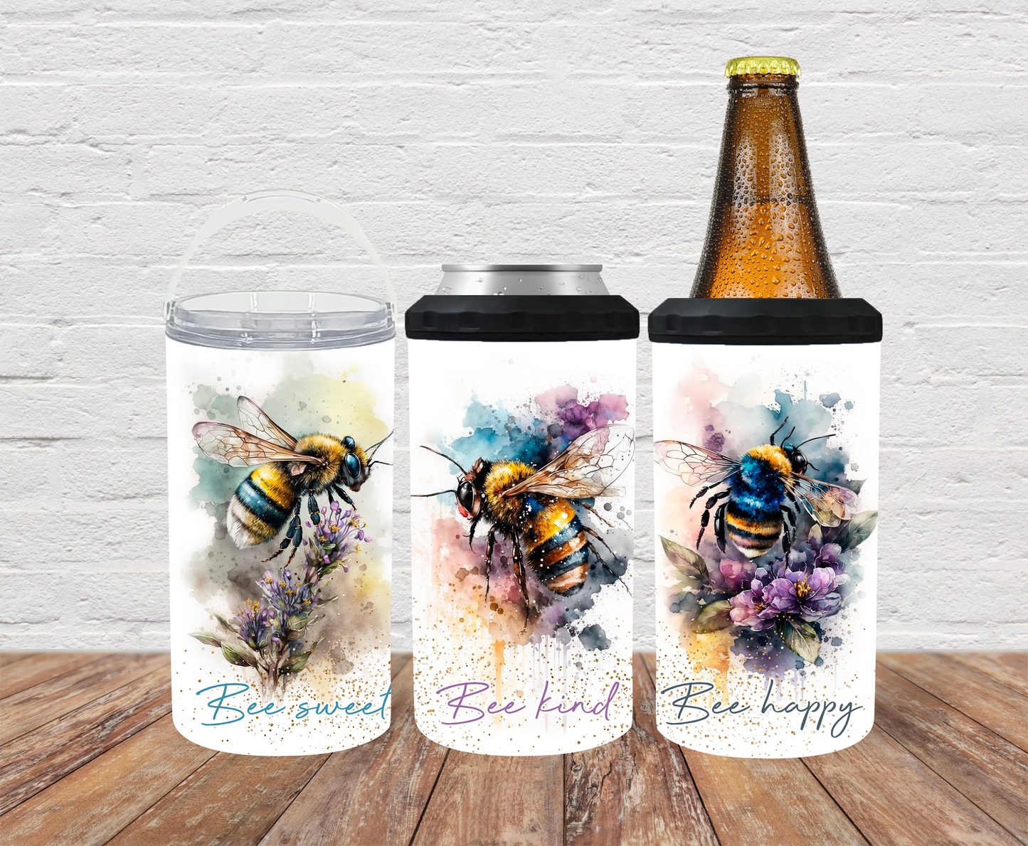 Bee sweet, Bee kind, Bee happy Can Cooler