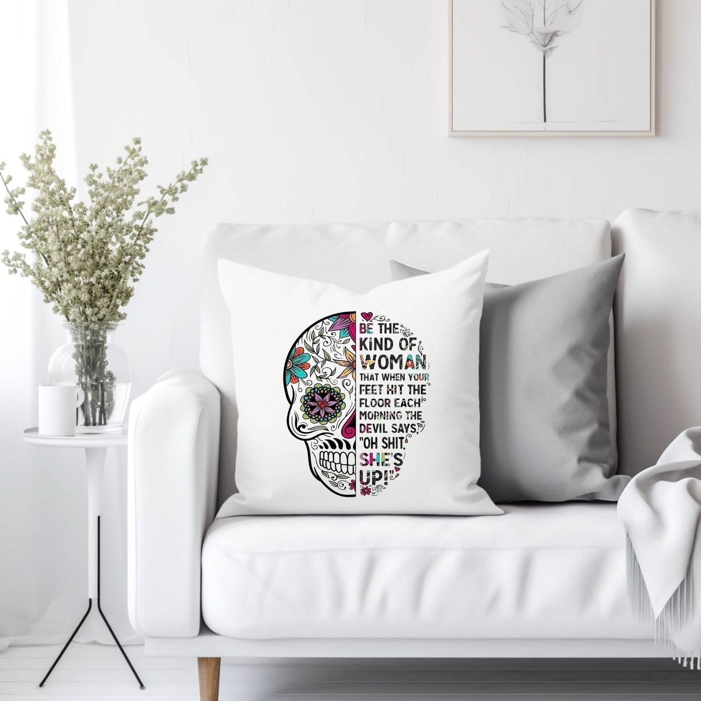 Skull Be the kind of woman - Throw Pillow Cover