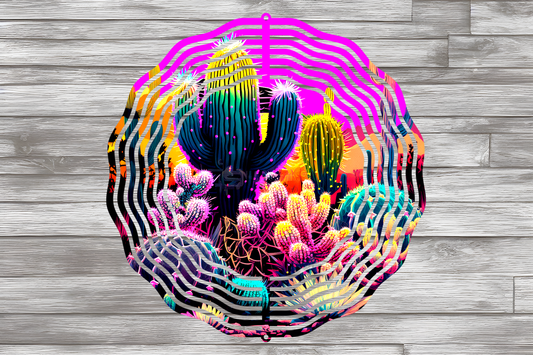 Colorful Cactus Wind Spinner