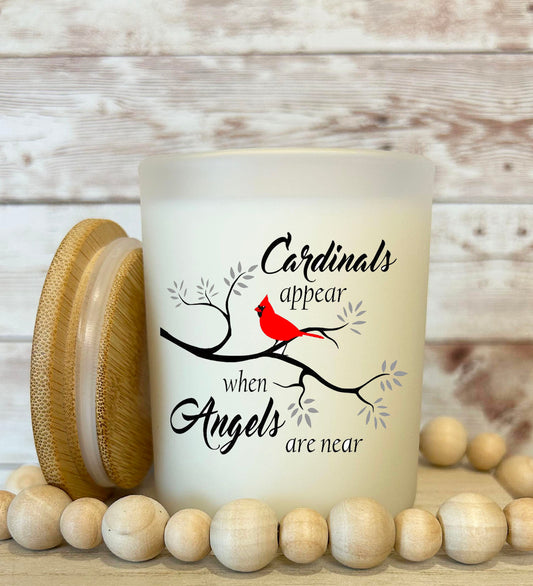 Cardinals appear when Angels are near Soy candle