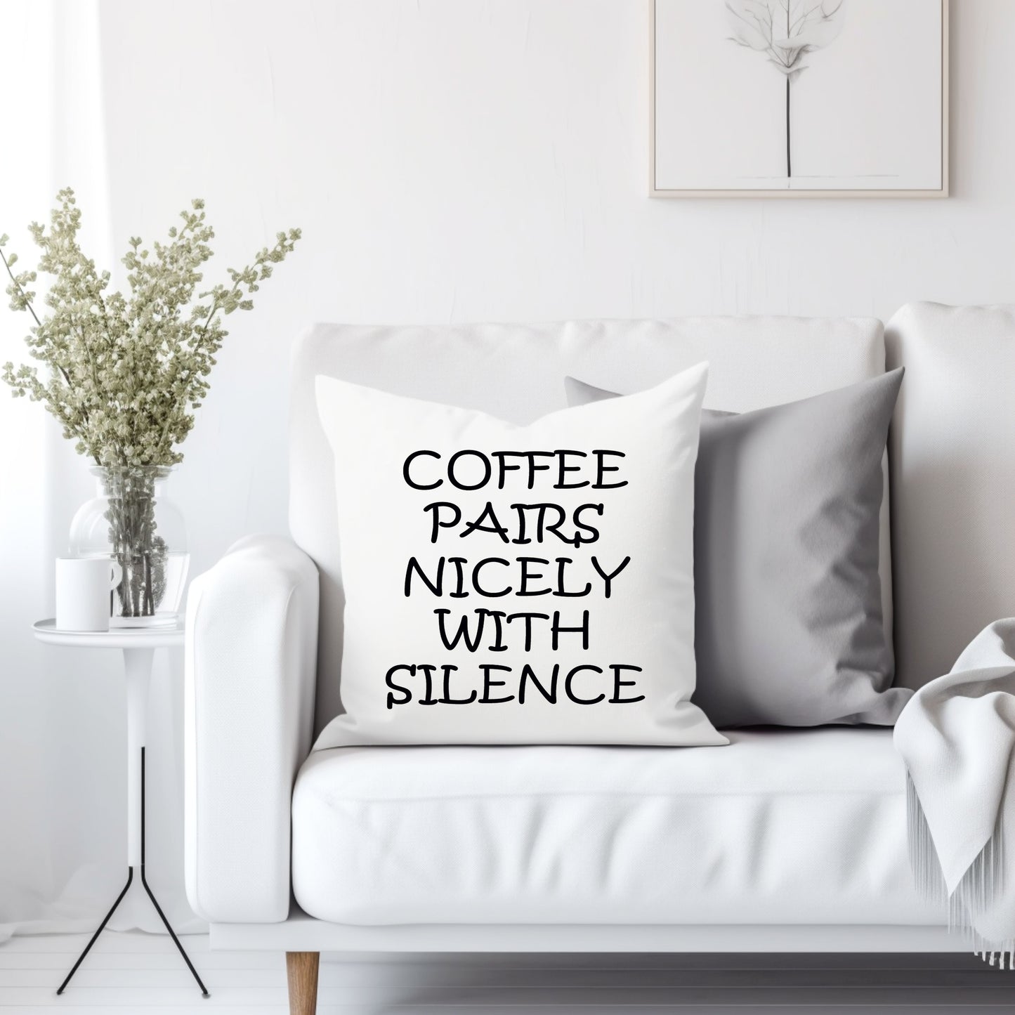 Coffee pairs nicely with silence - Throw Pillow Cover