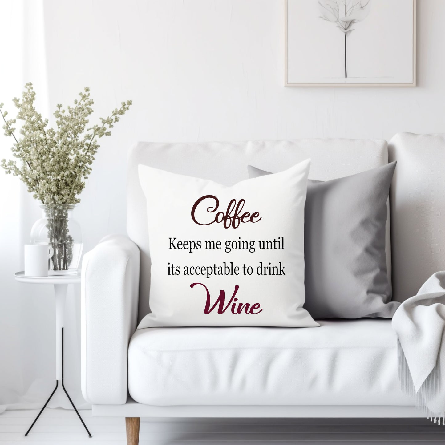 Coffee until wine - Throw Pillow Cover