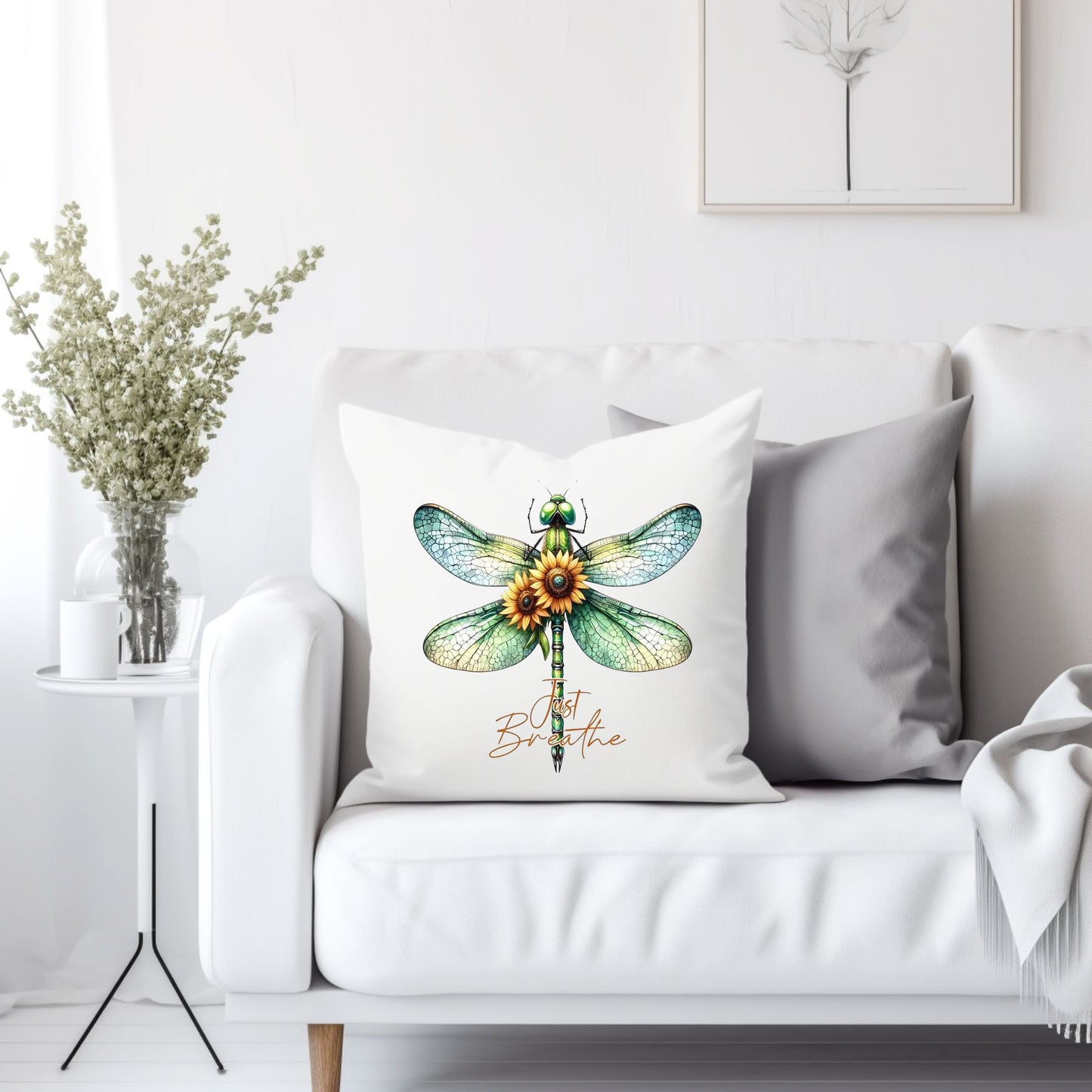 Just breath dragonfly - Throw Pillow Cover