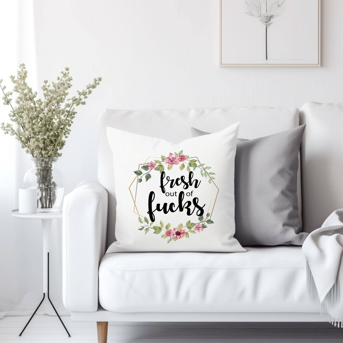 Fresh out of fucks - Throw Pillow Cover