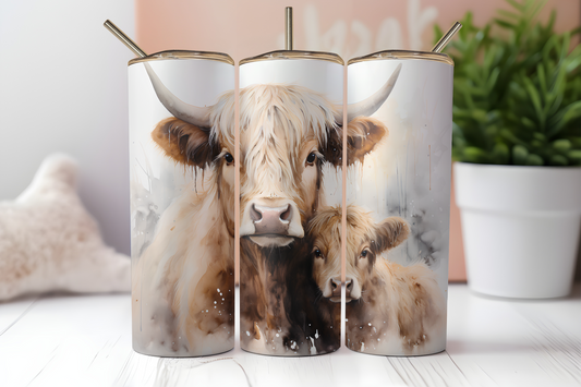 Highland cow and calf 2 20oz Tumbler