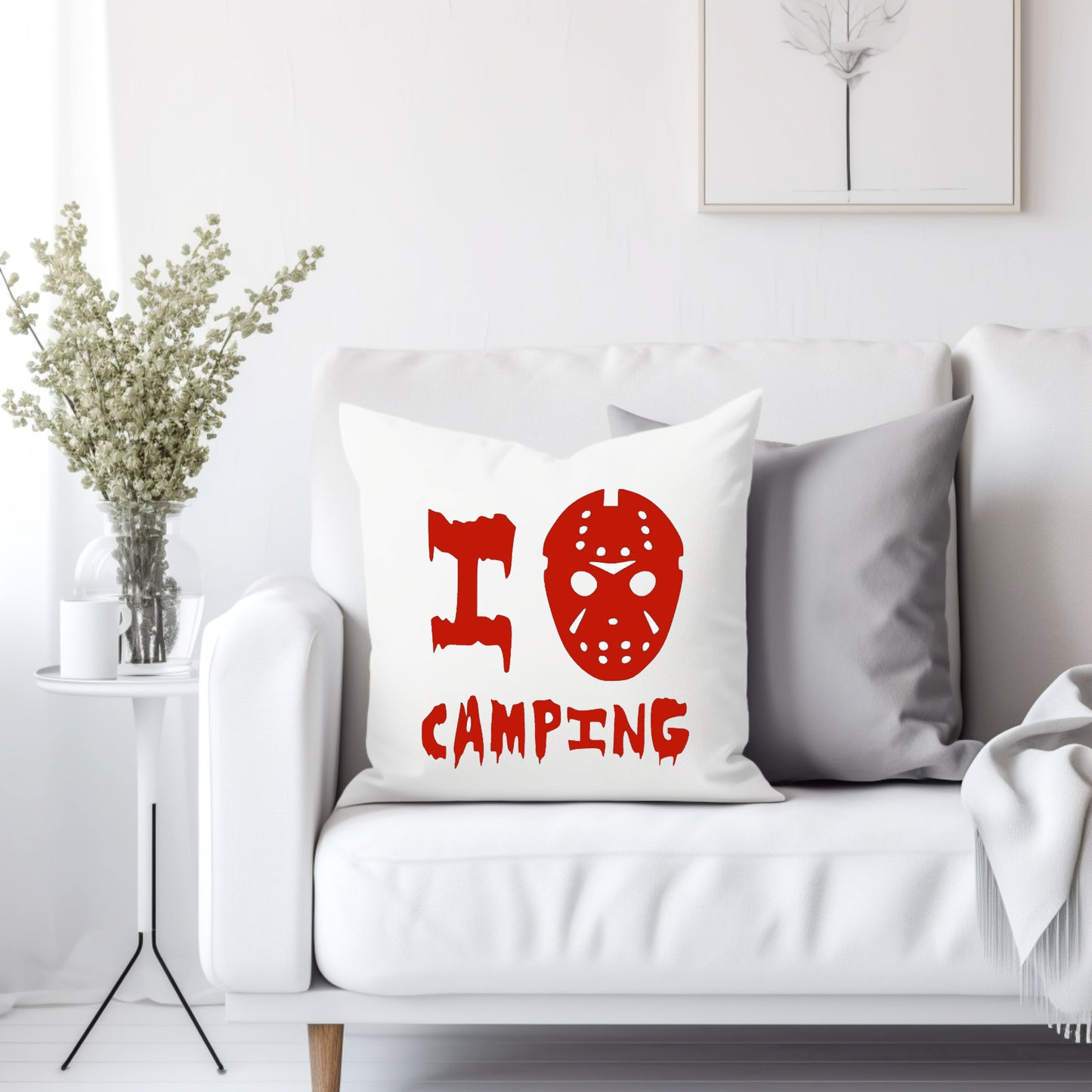 I love camping red - Throw Pillow Cover