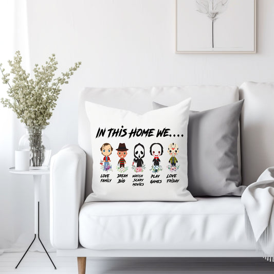 In this home we horror - Throw Pillow Cover