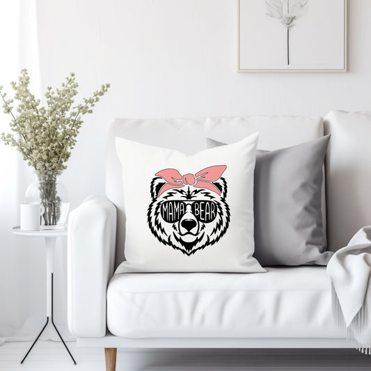 MAMA BEAR with bandana - Throw Pillow Cover