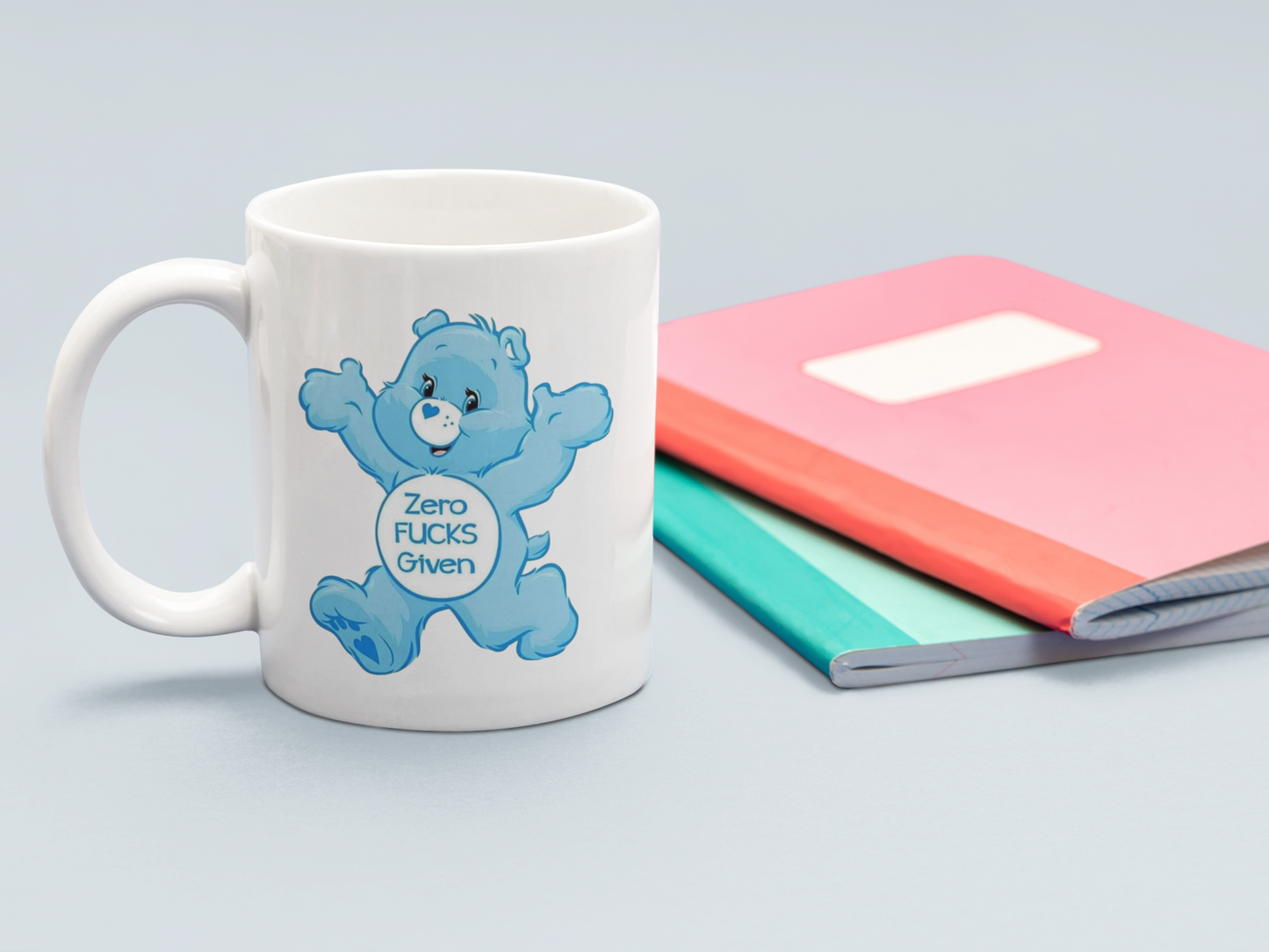 Zero fucks give! Blue Care Bear MUG