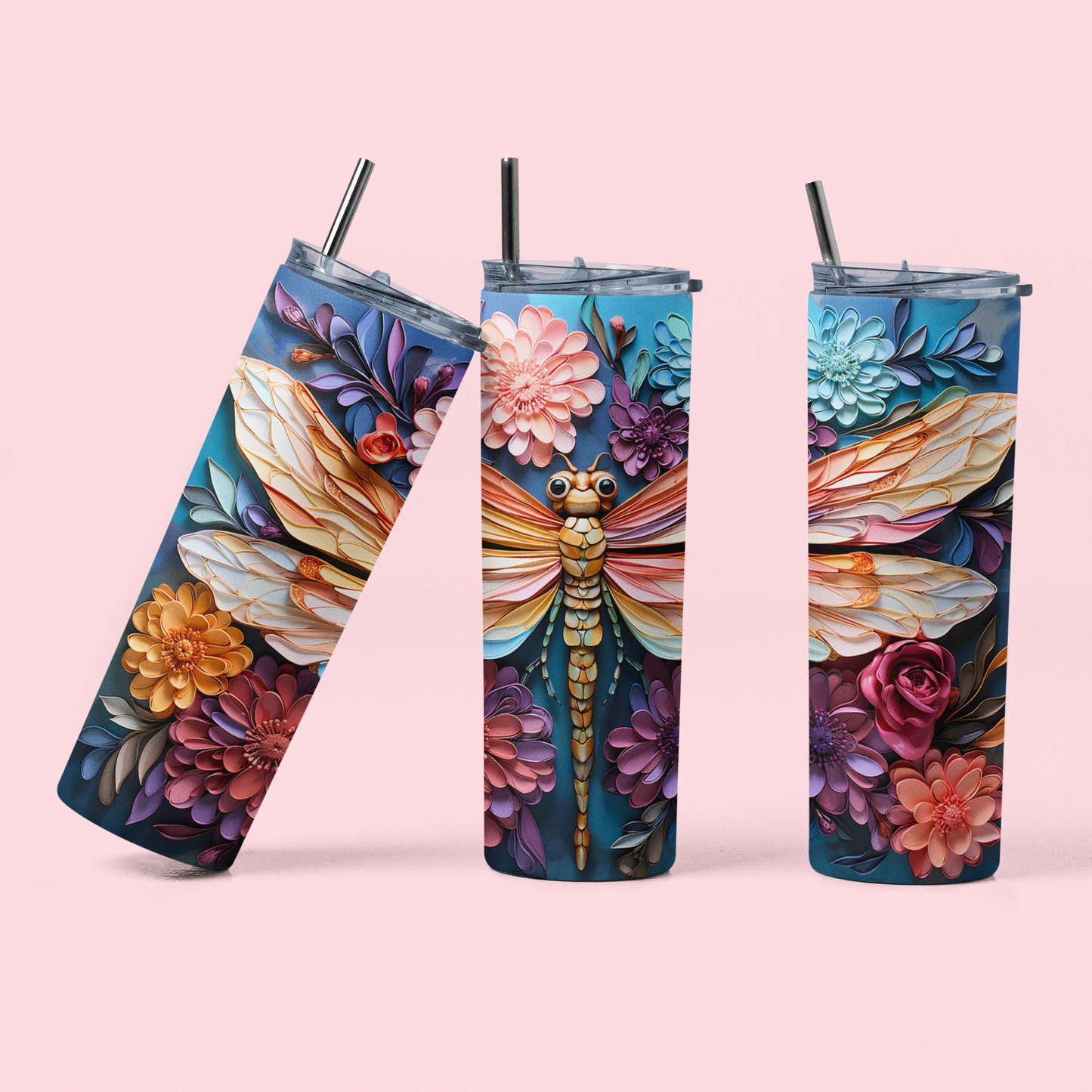 Dragonfly Paper Art 20oz Tumbler