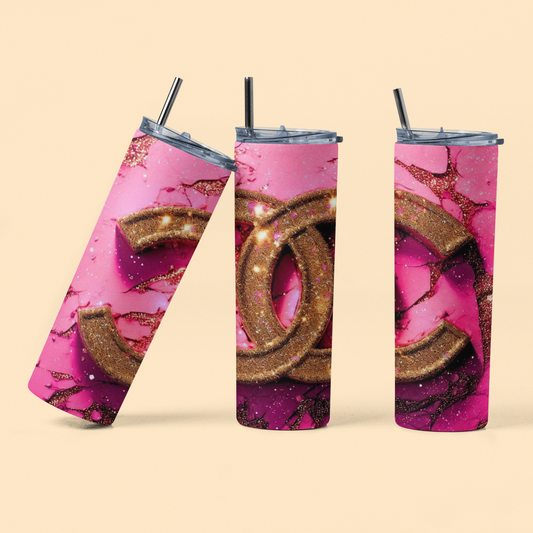 Pink & Gold designer 20oz tumbler!