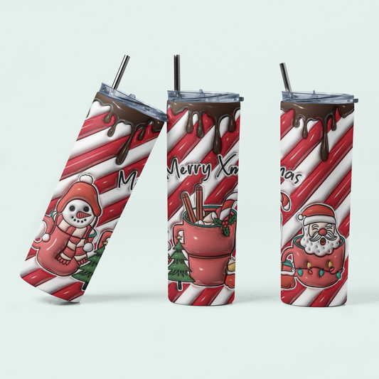 Puff Candy Cane Christmas Skinny Tumbler!