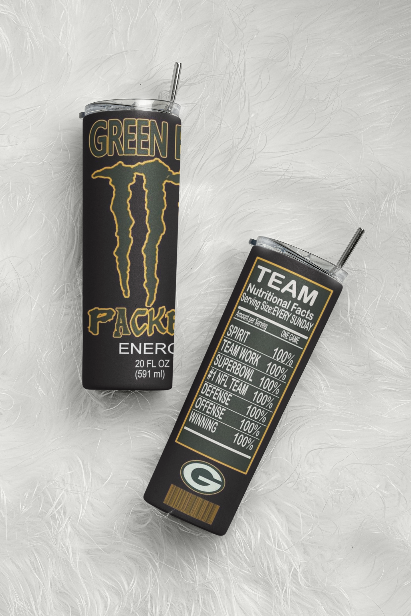 GB Packers Monster Energy Drink 20oz Tumbler