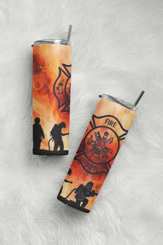 Fire Department - Orange flames 20oz Tumbler