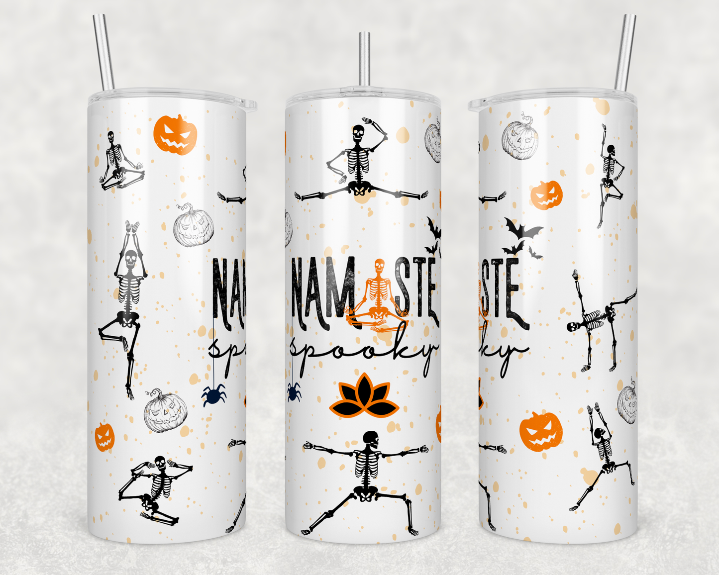 Namaste spooky - skeletons, pumpkins 20oz Tumbler