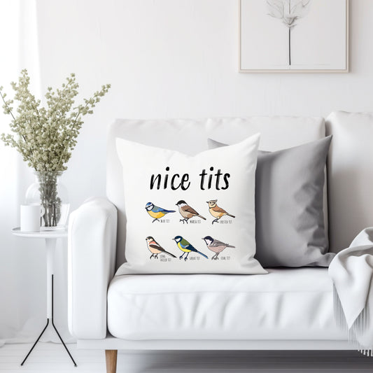 Nice tits birds- Throw Pillow Cover