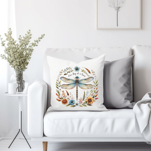 One day at a time dragonfly - Throw Pillow Cover