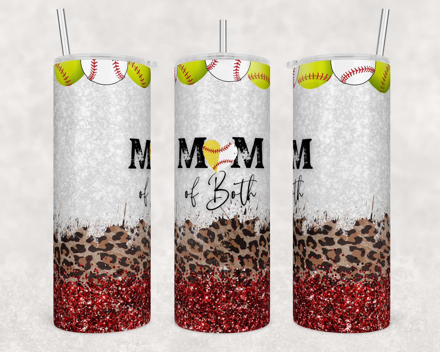 Mom or both - baseball and softball - 20 oz skinny tumbler