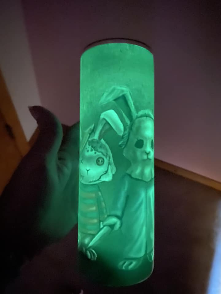 Horror movie bunnies - Skinny Tumbler