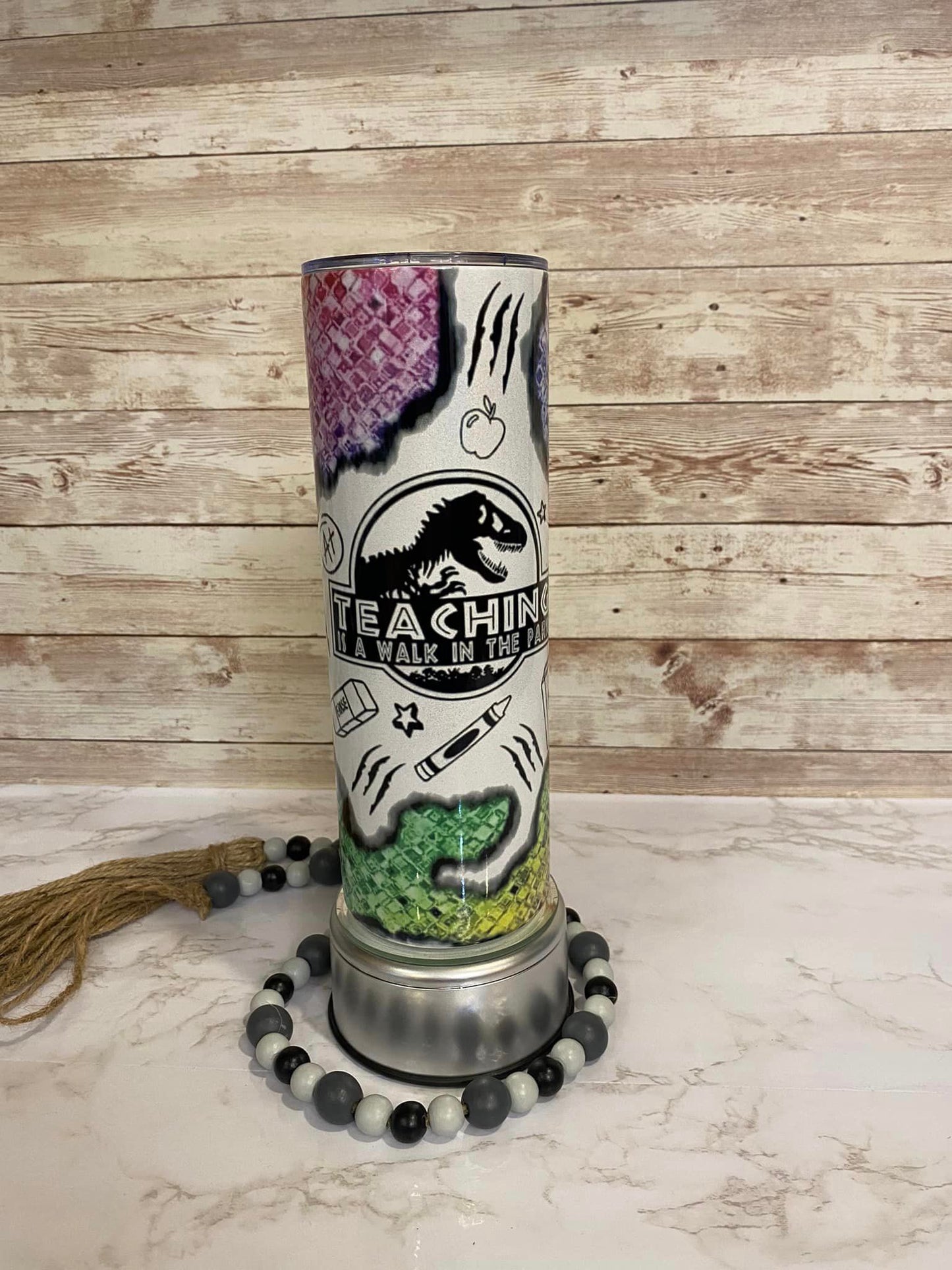 Teaching is a walk in the park, dinosuar - Skinny Tumbler