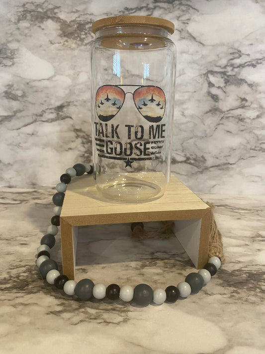 Talk to me goose-sunglasses - Clear Glass Cup
